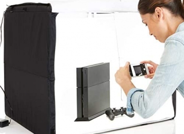 Amazon Basics Portable Foldable Photo Studio Box with LED Light – 25 x 30 x 25 Inches