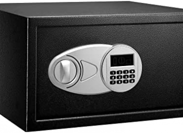 Amazon Basics Steel Security Safe with Programmable Electronic Keypad – Secure Cash, Jewelry, ID Documents – Black, 1 Cubic Feet, 16.93 x 14.57 x 9.06 Inches