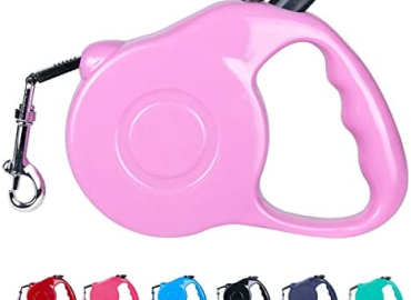 [Upgraded Version] Dunhuang Retractable Dog Leash for X-Small/Small/Medium Dogs, Pet Walking Leash with Anti-Slip Handle, 10/16 ft Strong Nylon Tape, Tangle-Free, One-Handed Lock & Release